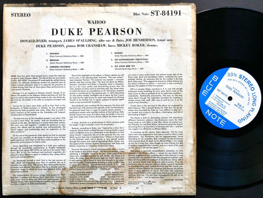 DUKE PEARSON Wahoo LP BLUE NOTE BST 84191 NY RVG JAZZ Donald Byrd Joe Henderson