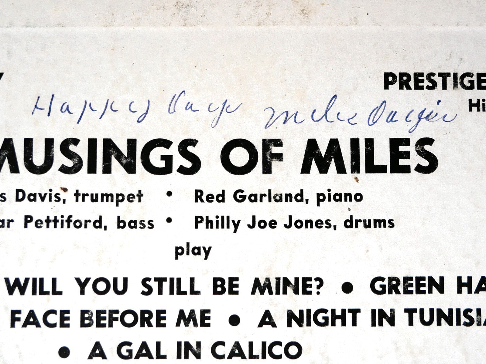 SIGNED by MILES DAVIS The Musings Of Miles LP PRESTIGE PRLP 7007 US 1955 DG MONO