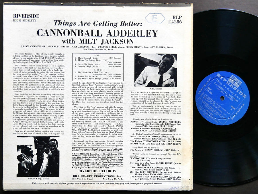 CANNONBALL ADDERLEY MILT JACKSON Things Are Getting Better RIVERSIDE RLP 12-286