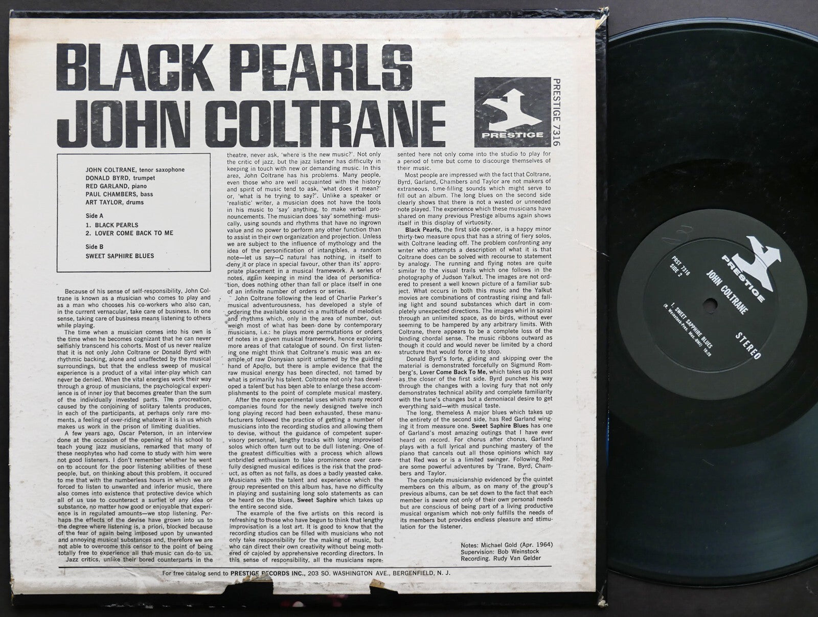 JOHN COLTRANE Black Pearls LP PRESTIGE 7316 US 1964 RVG Donald Byrd Red Garland