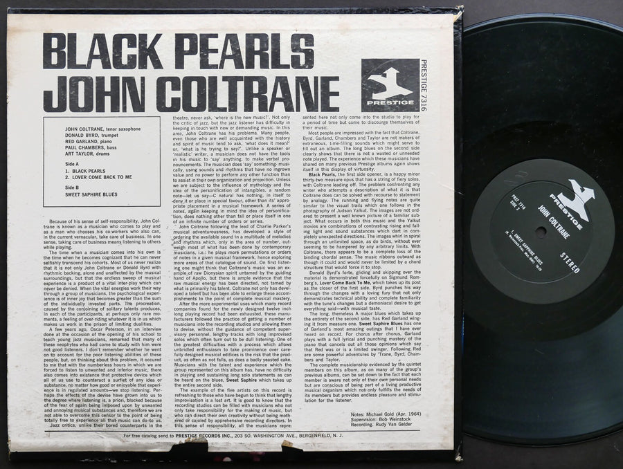 JOHN COLTRANE Black Pearls LP PRESTIGE 7316 US 1964 RVG Donald Byrd Red Garland