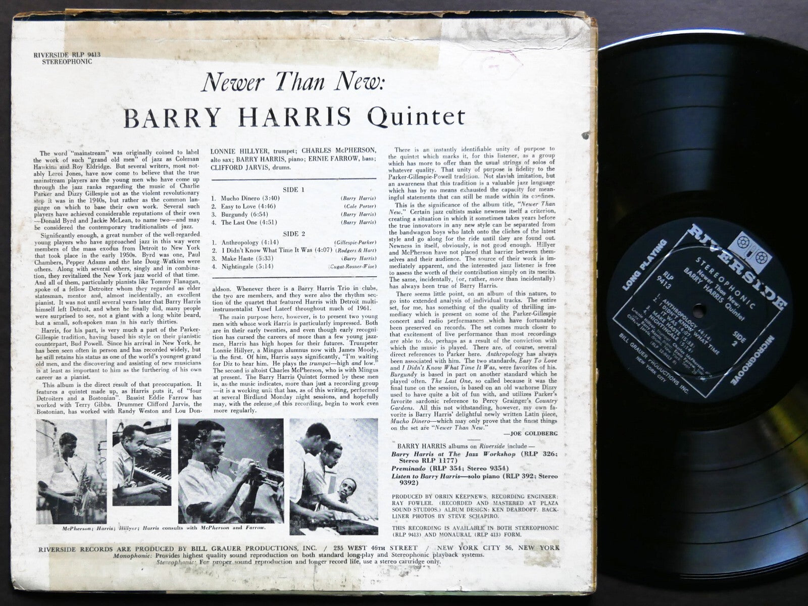 BARRY HARRIS Quintet Newer Than New LP RIVERSIDE RLP 9413 US 1961 JAZZ DG MONO