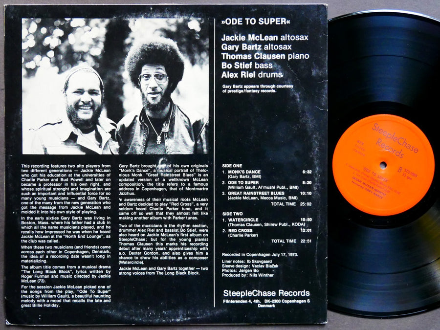 JACKIE MCLEAN GARY BARTZ Ode To Super LP STEEPLECHASE SCS1009 DENMARK 1973 NM