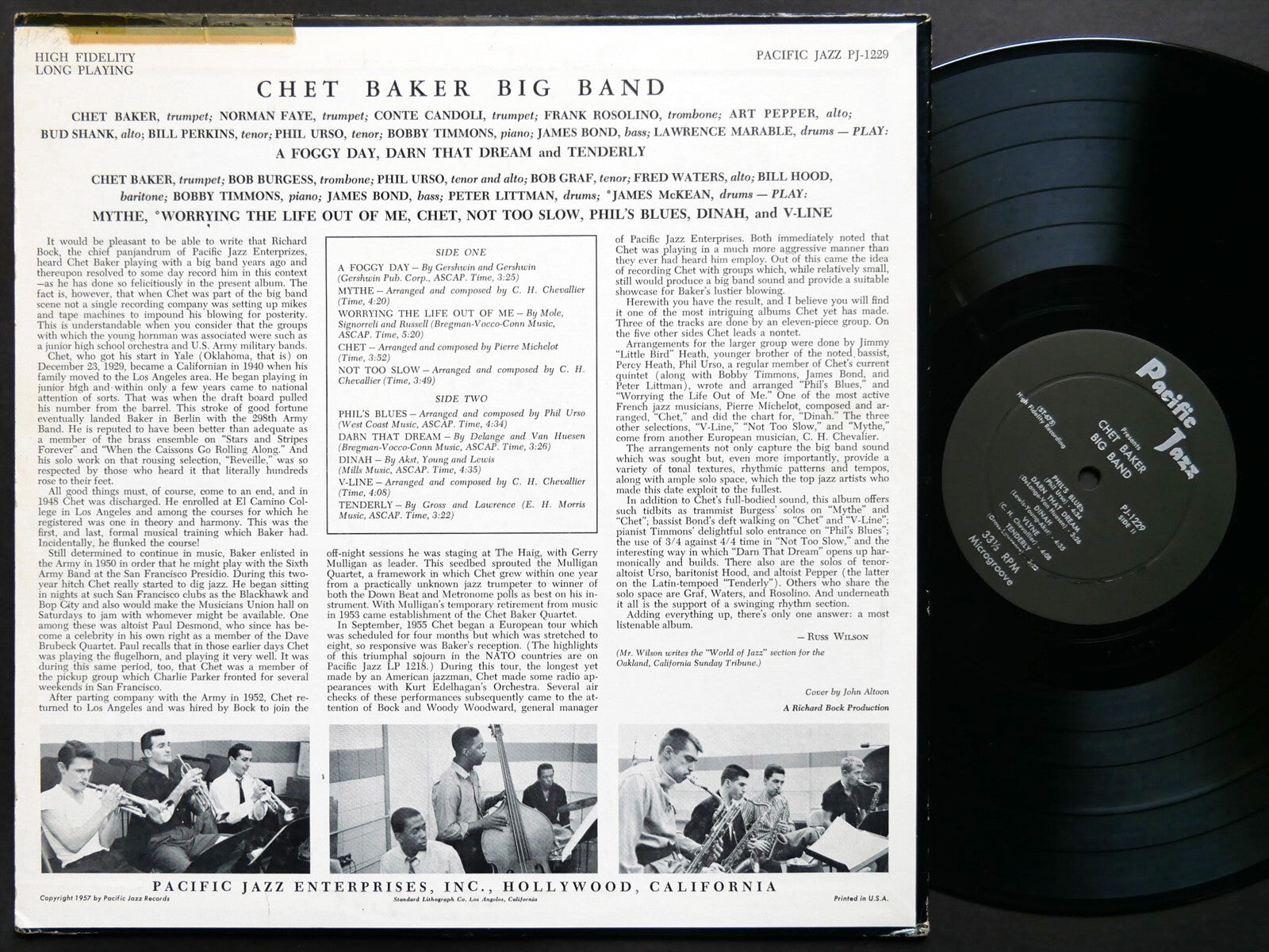CHET BAKER Big Band LP PACIFIC JAZZ PJ-1229 DG MONO Art Pepper Bobby Timmons