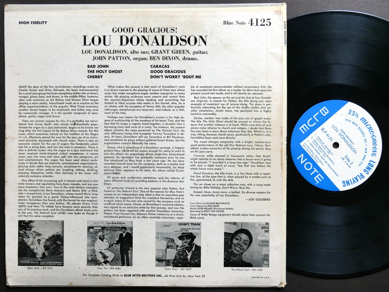 LOU DONALDSON Good Gracious! LP BLUE NOTE BLP 4125 NY EAR MONO JAZZ Grant Green