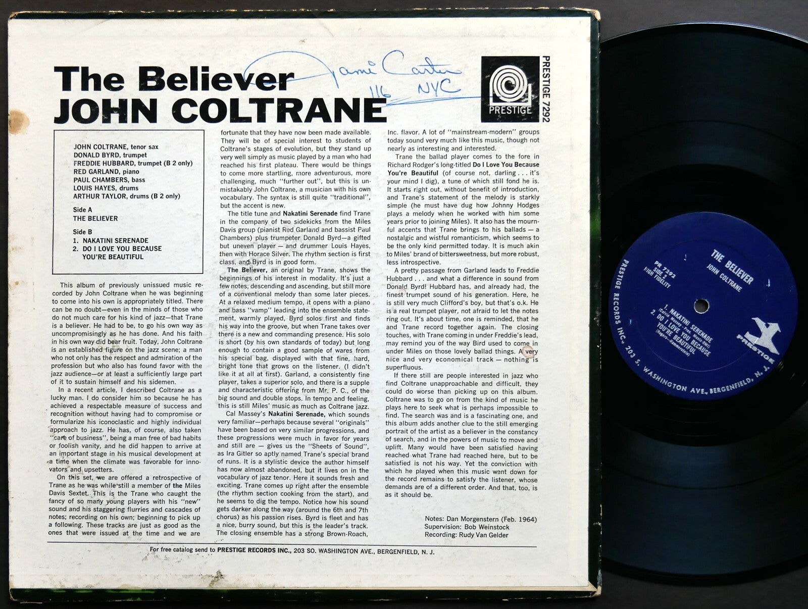 JOHN COLTRANE The Believer LP PRESTIGE PR 7292 Donald Byrd Freddie Hubbard