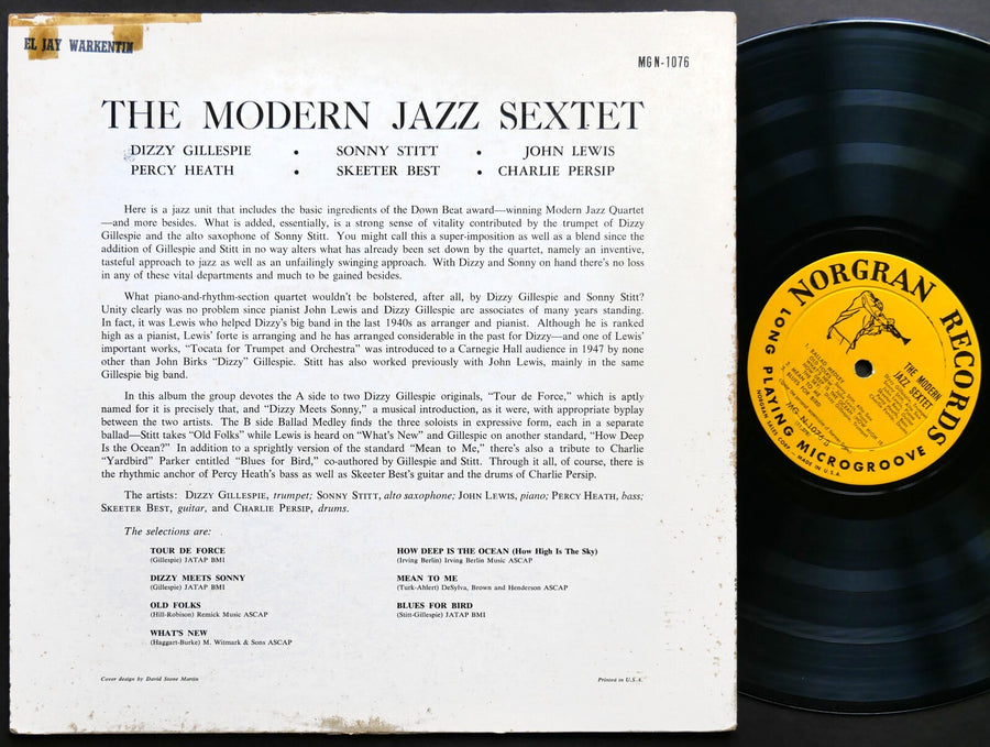 THE MODERN JAZZ SEXTET LP NORGRAN MG N-1076 DG MONO Dizzy Gillespie Sonny Stitt