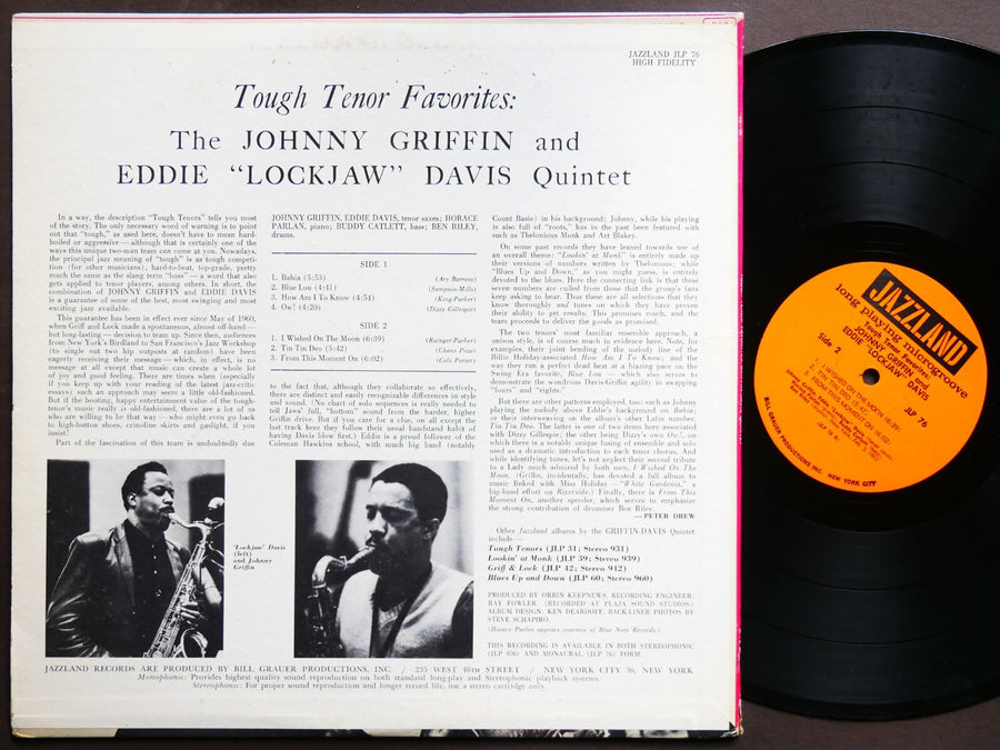 JOHNNY GRIFFIN LOCKJAW DAVIS Tough Tenor Favorites JAZZLAND JLP 76 Horace Parlan
