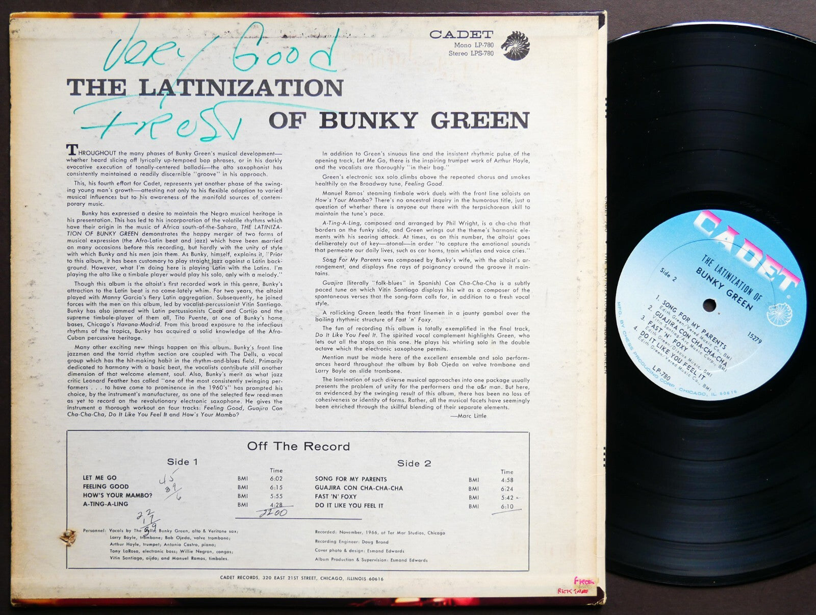 BUNKY GREEN The Latinization Of LP CADET LP-780 US 1966 JAZZ MONO The Dells