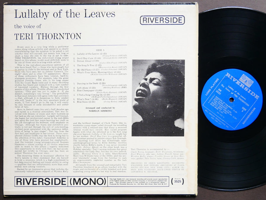 TERI THORNTON Lullaby Of The Leaves LP RIVERSIDE RM 3252 DG MONO Wynton Kelly