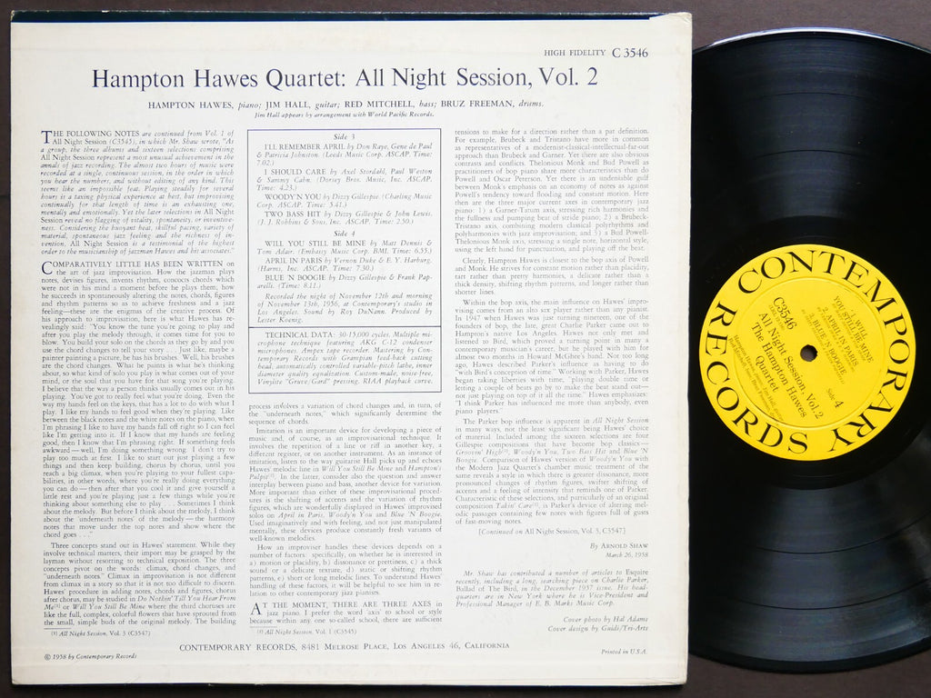 HAMPTON HAWES Quartet All Night Session! Vol. 2 LP CONTEMPORARY C 3546 US 1958