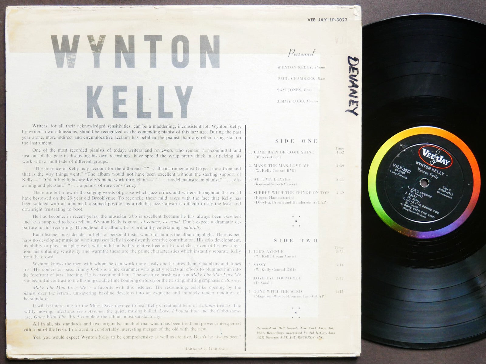 WYNTON KELLY Wynton Kelly! LP VEE JAY VJLP-3022 US 1961 DG MONO Paul Chambers