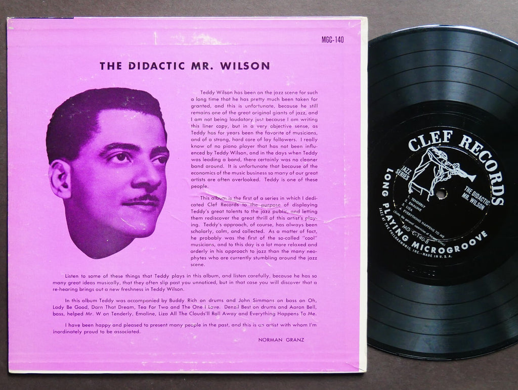TEDDY WILSON The Didactic Mr. Wilson 10" LP CLEF RECORDS MG C-140 US '53 DG MONO