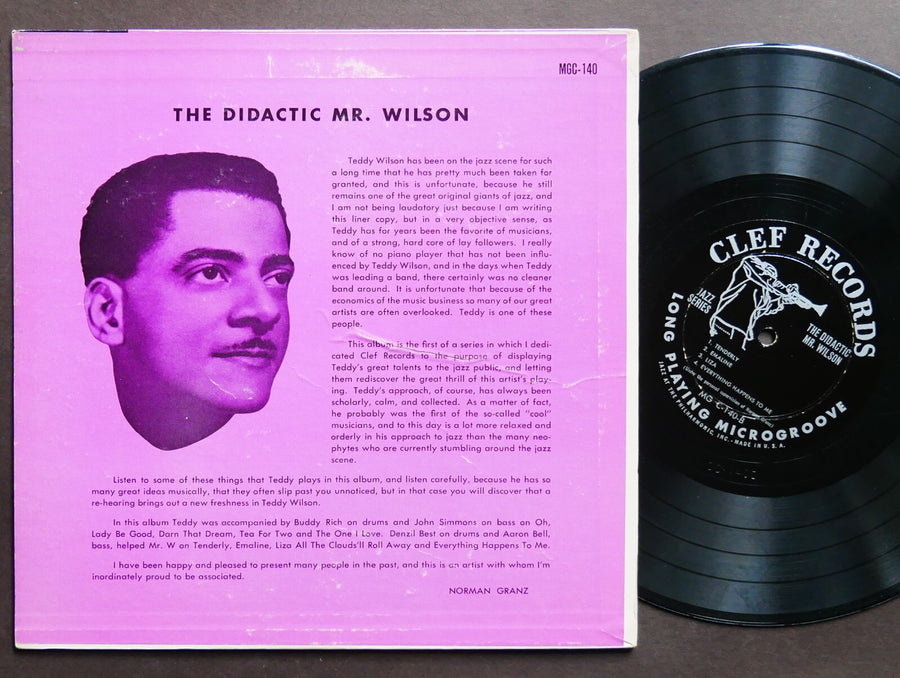 TEDDY WILSON The Didactic Mr. Wilson 10" LP CLEF RECORDS MG C-140 US '53 DG MONO