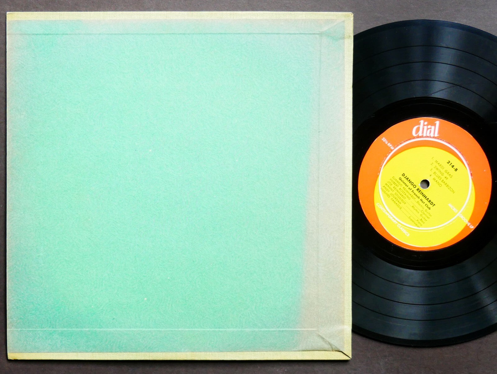 DJANGO REINHARDT The Quintet Of The French.. 10" LP DIAL RECORDS 214 US '51 MONO