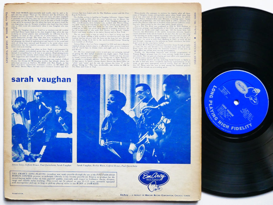 SARAH VAUGHAN CLIFFORD BROWN LP EMARCY MG-36004 US 1955 DG MONO Paul Quinichette