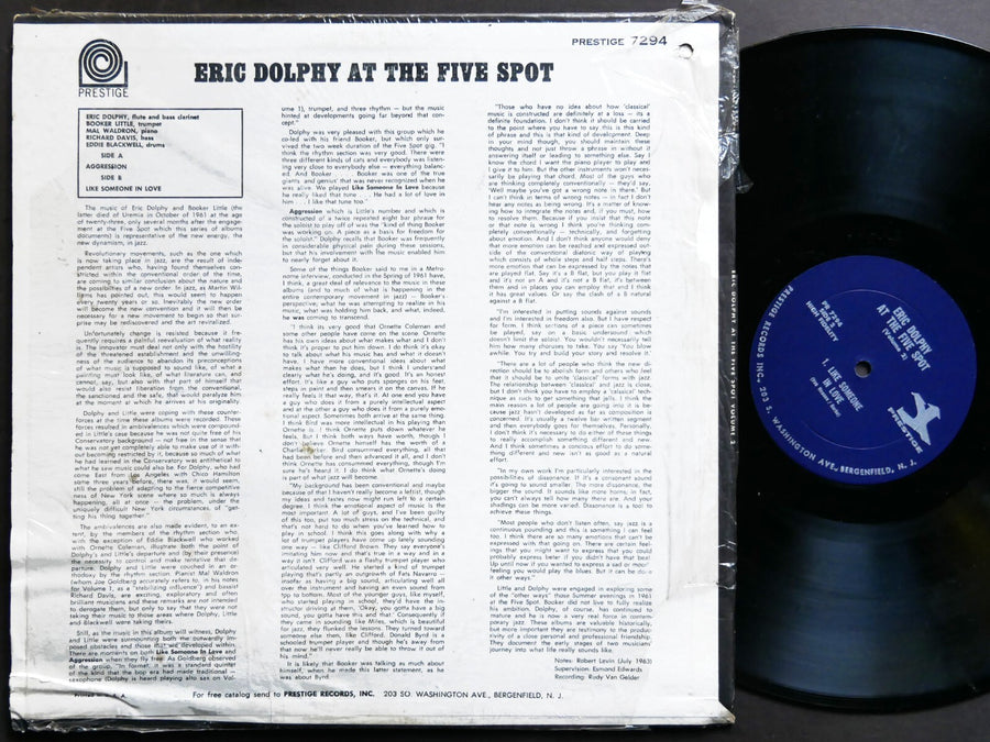 ERIC DOLPHY At The Five Spot Volume 2 LP PRESTIGE PR 7294 RVG MONO Mal Waldron