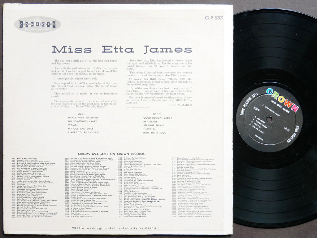 ETTA JAMES Miss Etta James LP CROWN RECORDS CLP 5209 US 1961 DG MONO Soul Blues