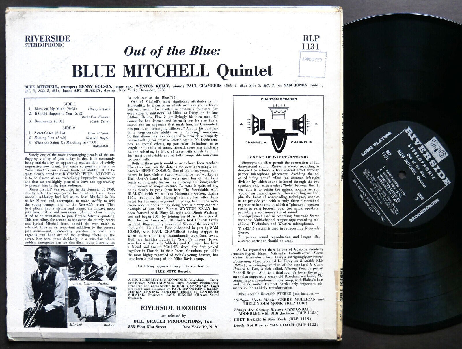 BLUE MITCHELL Out Of The Blue LP RIVERSIDE RLP 1131 Art Blakey Wynton Kelly