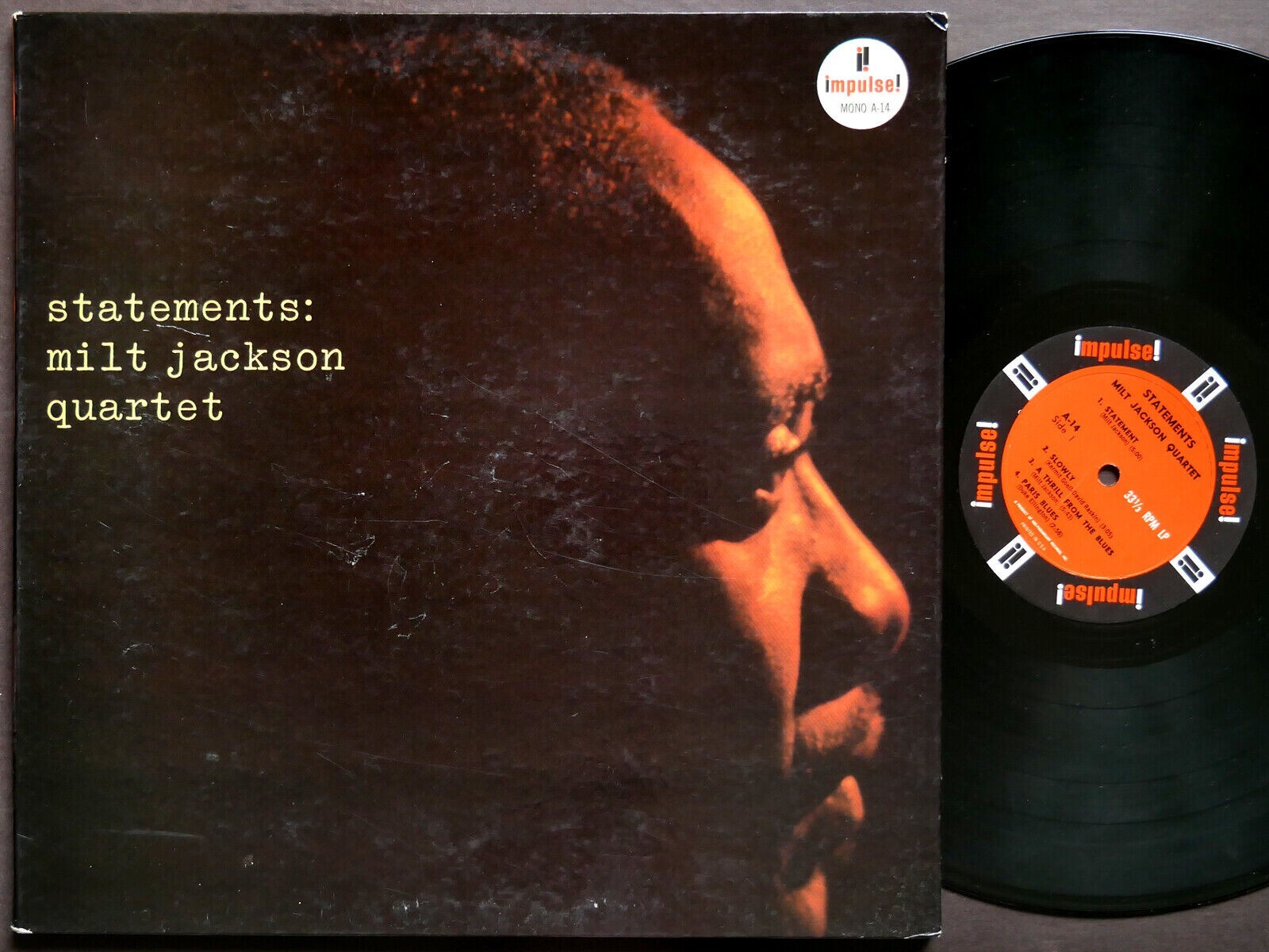 MILT JACKSON Statements LP IMPULSE! A-14 RVG MONO JAZZ Paul Chambers Hank Jones