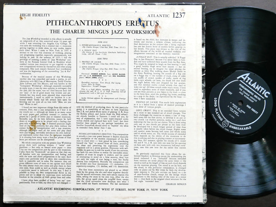 CHARLIE MINGUS Pithecanthropus Erectus LP ATLANTIC 1237 DG MONO JAZZ Mal Waldron