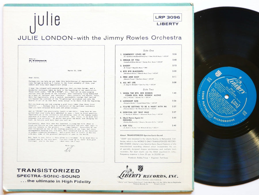 JULIE LONDON Julie LP LIBERTY LST 7004 US 1958 DG MONO Vocal Jazz
