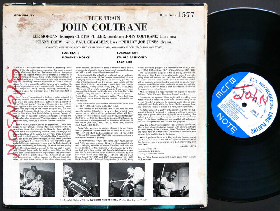 JOHN COLTRANE Blue Train LP BLUE NOTE BLP 1577 RVG DG MONO 47 W.63rd Lee Morgan