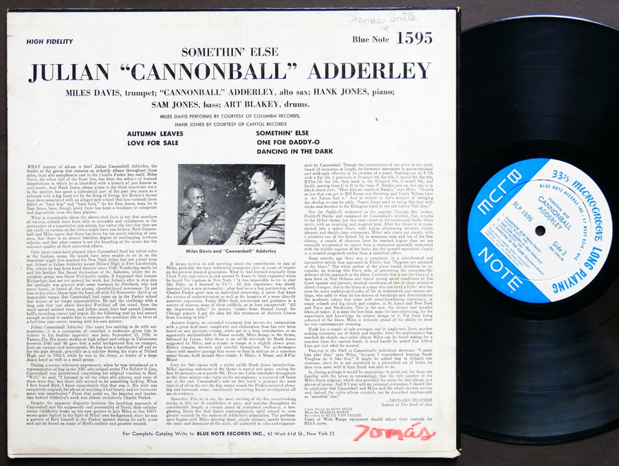 CANNONBALL ADDERLEY MILES DAVIS Somethin' Else LP BLUE NOTE BLP 1595 EAR DG MONO