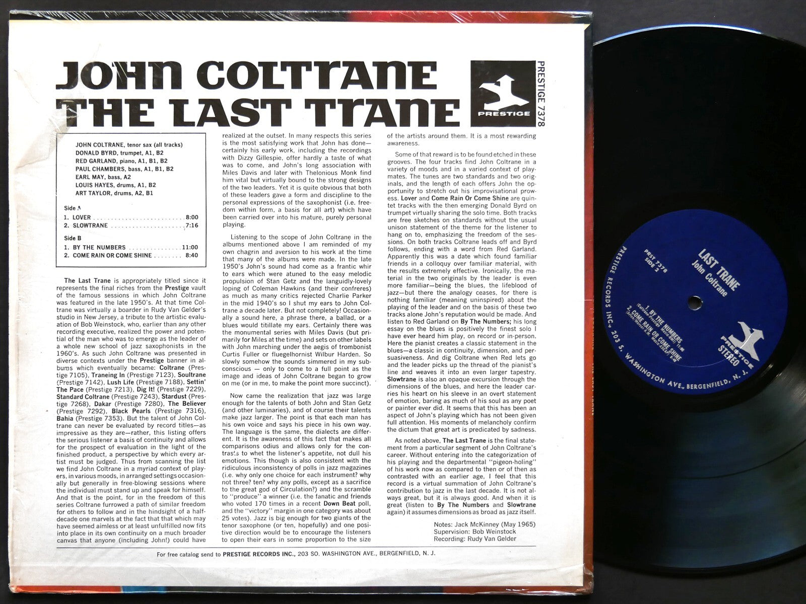 JOHN COLTRANE The Last Trane LP PRESTIGE PRST 7378 Donald Byrd Red Garland