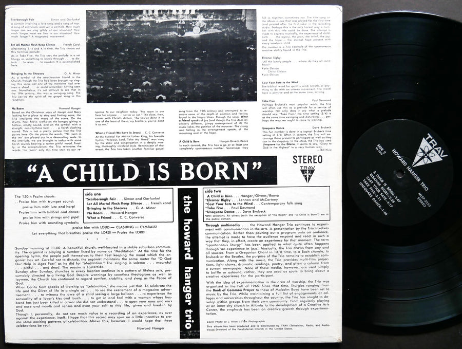THE HOWARD HANGER TRIO A Child is Born LP TRAV MLSP-2250 US 1974 JAZZ