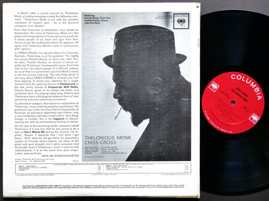 THELONIOUS MONK Criss-Cross LP COLUMBIA CL 2038 US 1963 2-EYE MONO Charlie Rouse