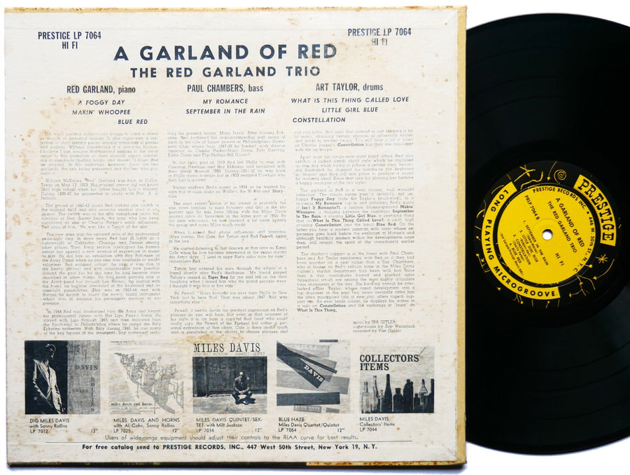 RED GARLAND TRIO A Garland Of Red LP PRESTIGE PRLP 7064 US 1956 MONO W.50 VG+