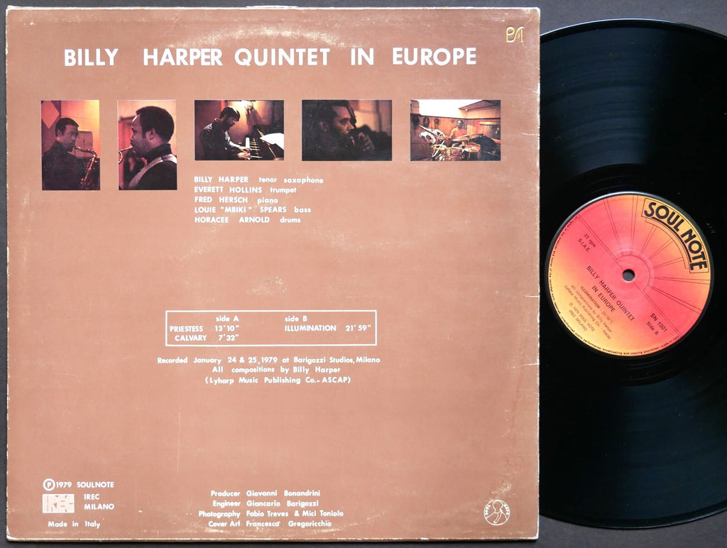 BILLY HARPER Quintet In Europe LP SOUL NOTE SN 1001 ITALY 1979 Horacee Arnold