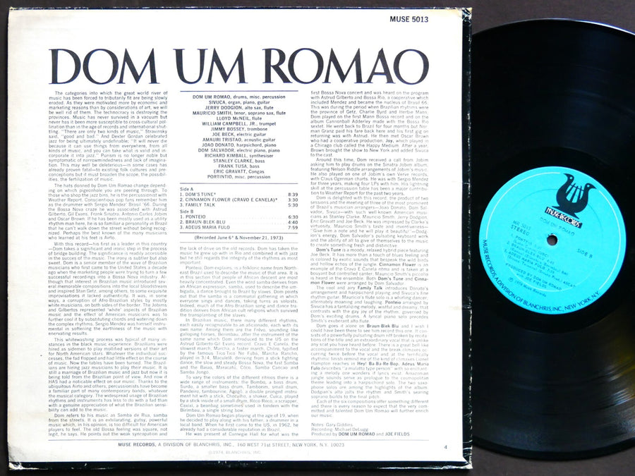 DOM UM ROMAO Self Titled LP MUSE RECORDS MR 5013 US '74 Lloyd McNeil Joao Donato