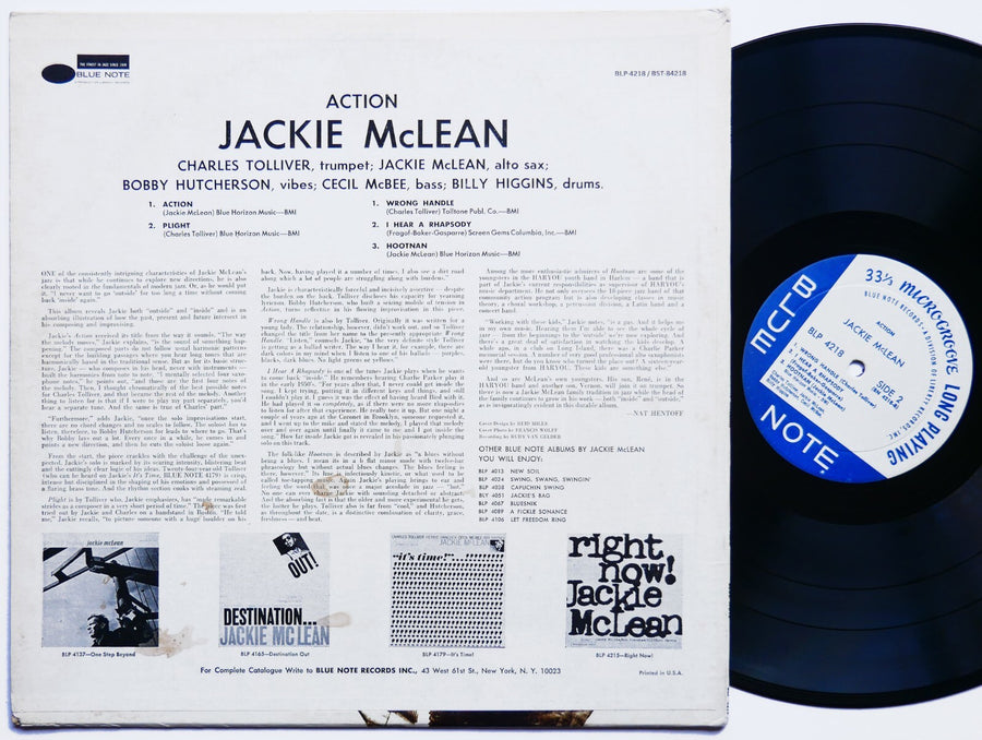 JACKIE MCLEAN Action LP BLUE NOTE BLP 4218 US 1967 MONO Bobby Hutcherson VG+