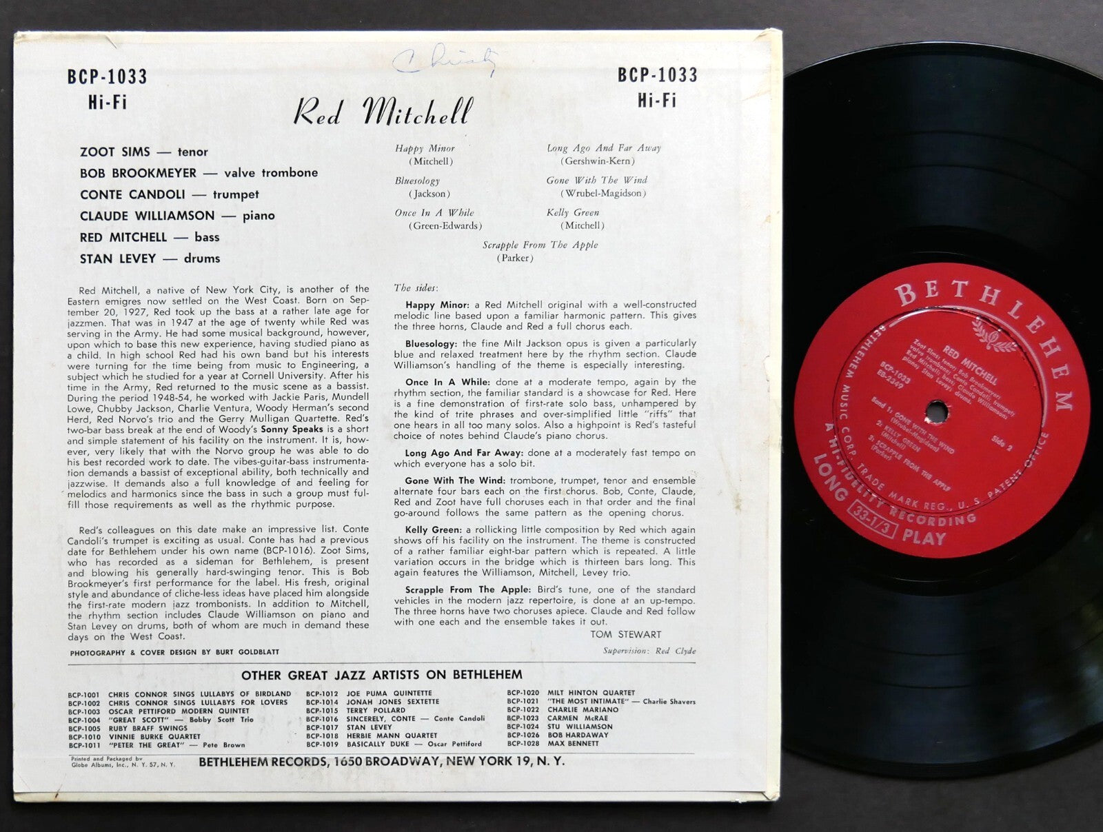 ZOOT SIMMS RED MITCHELL Happy Minors 10" LP BETHLEHEM BCP 1033 US 1955 DG MONO