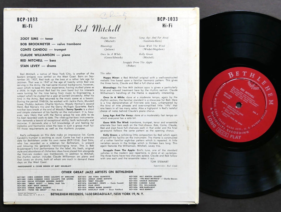 ZOOT SIMMS RED MITCHELL Happy Minors 10" LP BETHLEHEM BCP 1033 US 1955 DG MONO