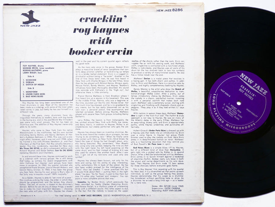 ROY HAYNES BOOKER ERVIN Cracklin' LP NEW JAZZ NJLP 8286 US 1964 JAZZ RVG MONO