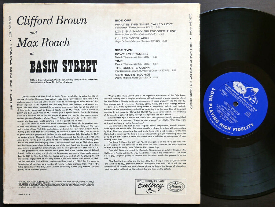 CLIFFORD BROWN MAX ROACH At Basin Street LP EMARCY MG36070 DG MONO Sonny Rollins