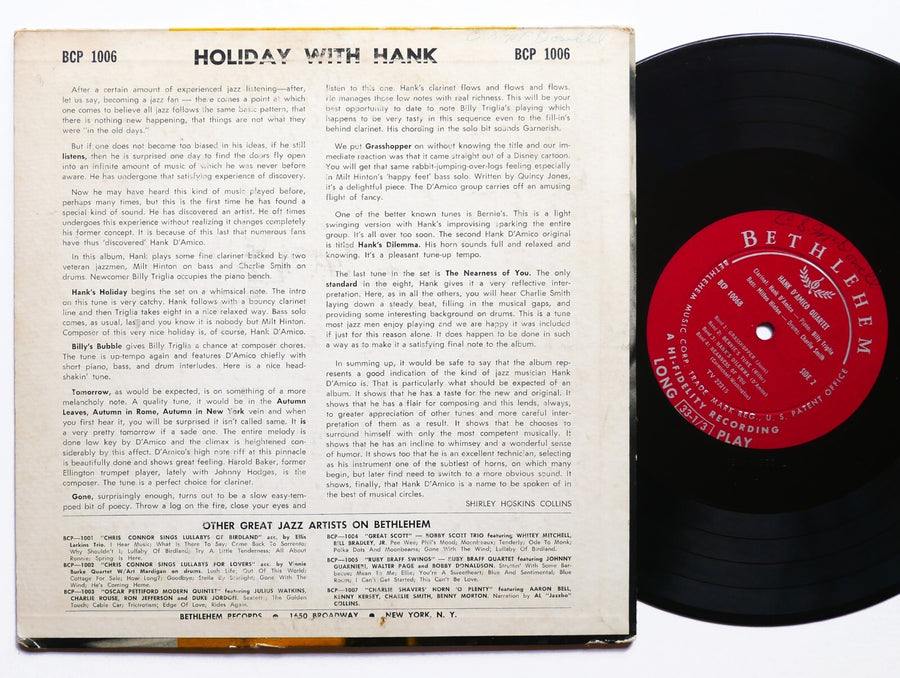 HANK D'AMICO Quartet Holiday With Hank LP BETHLEHEM BCP 1006 US 1955 DG MONO