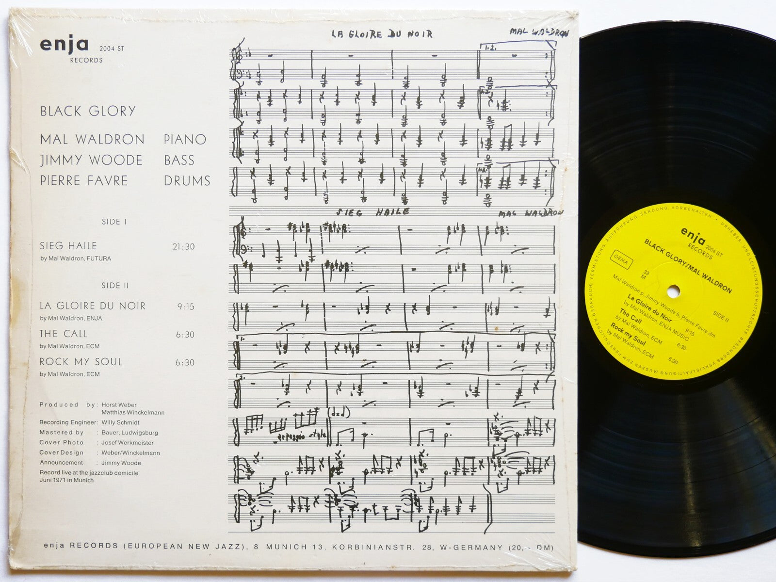MAL WALDRON Black Glory LP ENJA RECORDS 2004 ST GERMANY 1971 Jimmy Woode VG+