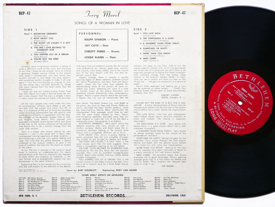 TERRY MOREL Songs Of A Woman In Love LP BETHLEHEM BCP-47 US 1956 RVG DG MONO