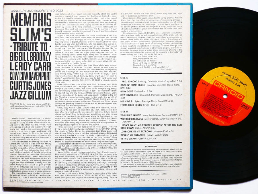 MEMPHIS SLIM Tribute To Big Bill Broonzy .. LP CANDID CJM 8023 DG MONO BLUES VG+