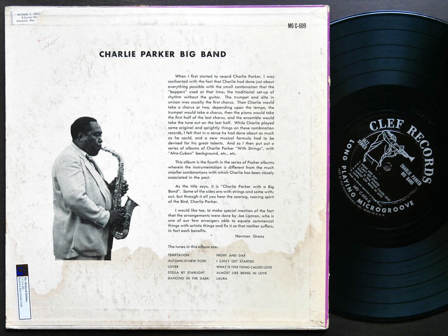 CHARLIE PARKER Big Band LP CLEF MG C-609 US '54 DG MONO Charles Mingus Max Roach