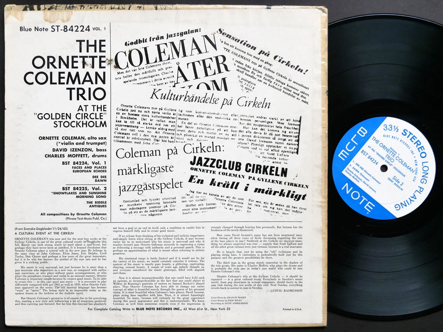 ORNETTE COLEMAN TRIO At The Golden Circle Stockholm Vol.1 LP BLUE NOTE 84224 NY