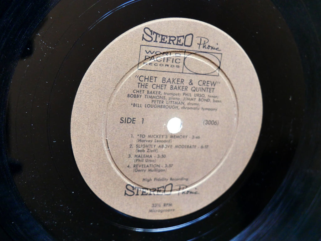 CHET BAKER & Crew WORLD PACIFIC RECORDS WP-1224 US 1958 DG ST JAZZ Bobby Timmons