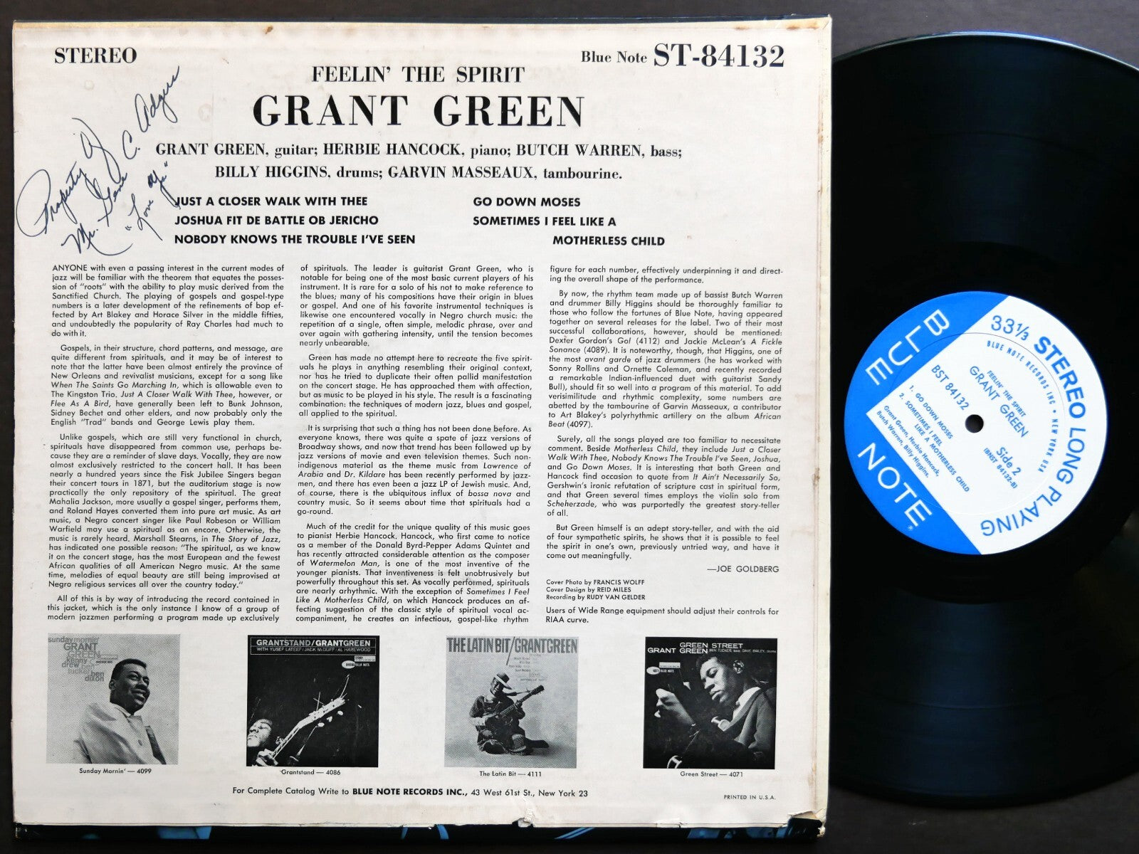 GRANT GREEN Feelin' The Spirit LP BLUE NOTE 84132 US 1963 NY EAR Herbie Hancock