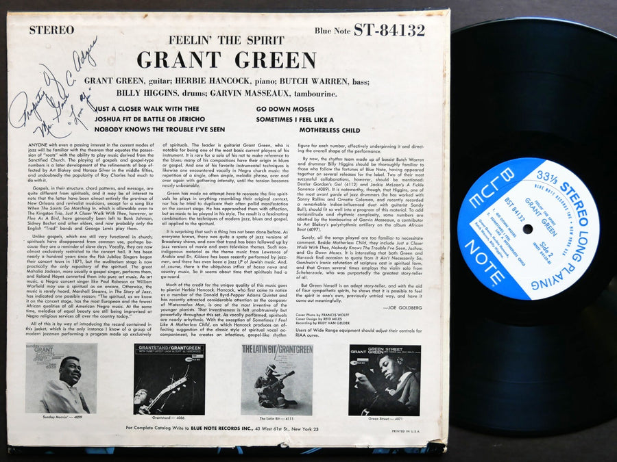 GRANT GREEN Feelin' The Spirit LP BLUE NOTE 84132 US 1963 NY EAR Herbie Hancock