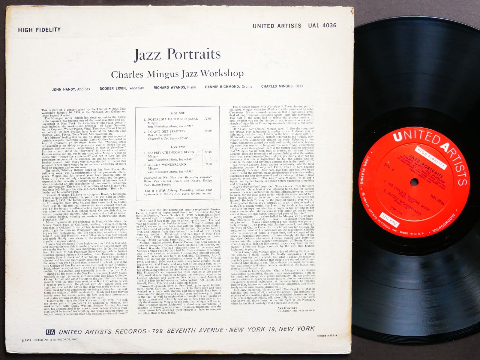 CHARLES MINGUS Jazz Portraits LP UNITED ARTISTS UAL 4036 DG MONO Booker Ervin