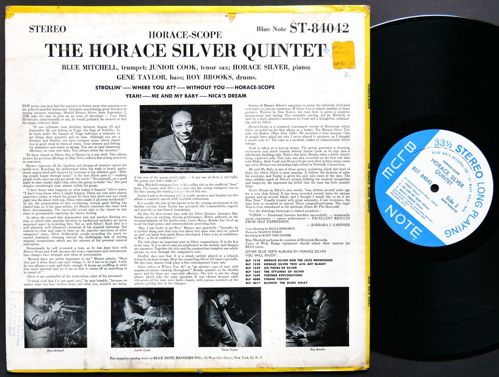 HORACE SILVER Horace-Scope LP BLUE NOTE 84042 EAR DG ST 47 W.63rd Roy Brooks